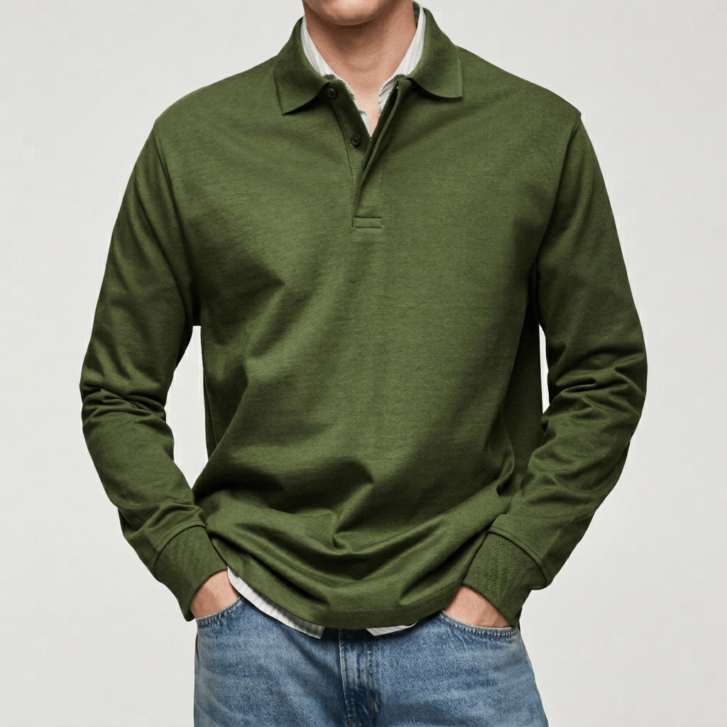Maqiato | Soft fabric long sleeve polo shirt