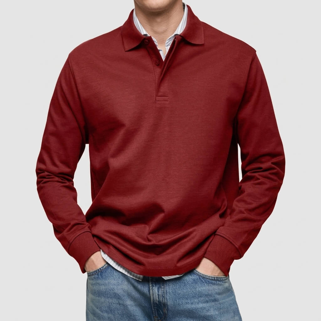 Maqiato | Soft fabric long sleeve polo shirt