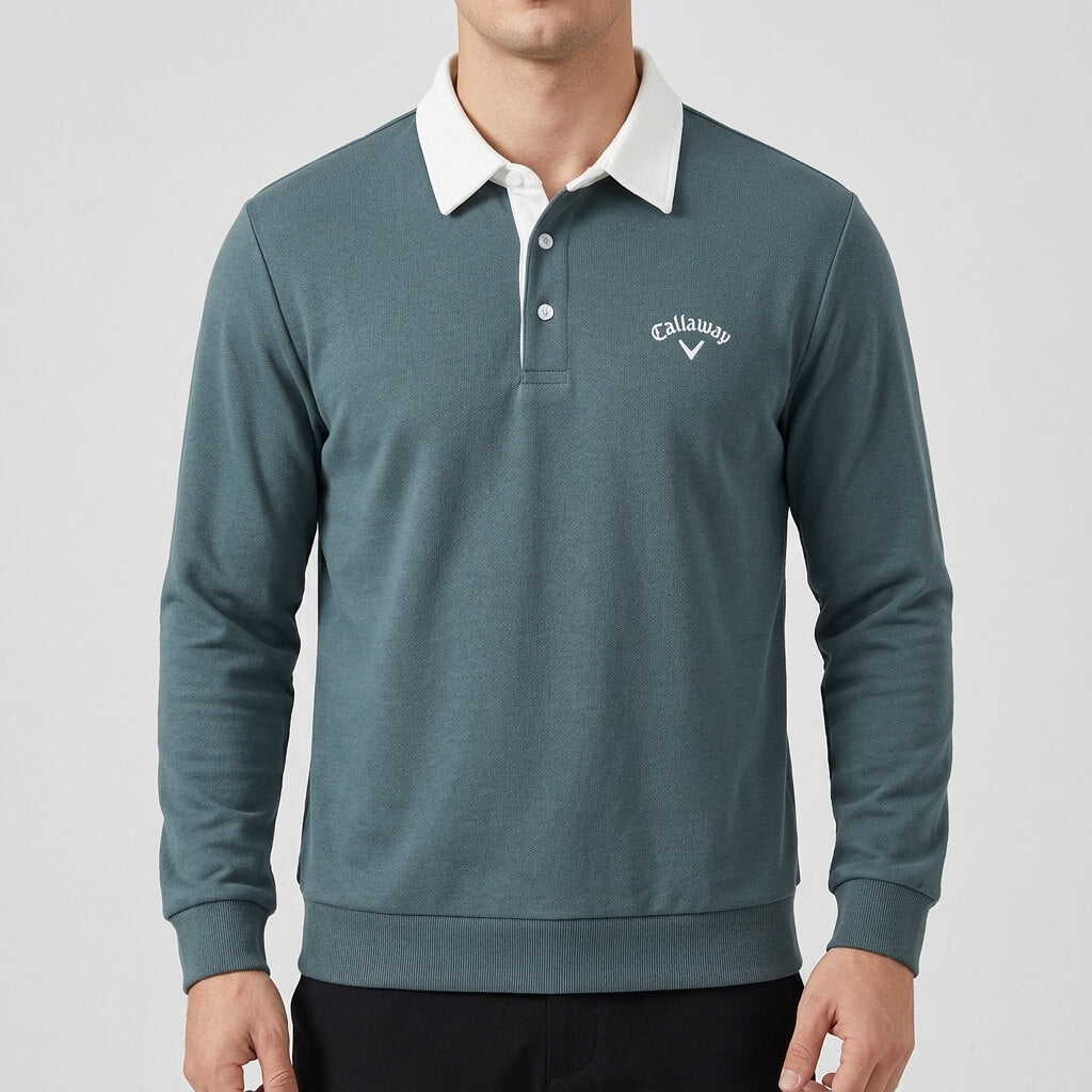 Maqiato | Soft material knit polo sweater with contrast collar