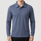 Maqiato | Long-sleeved smooth material blend polo shirt