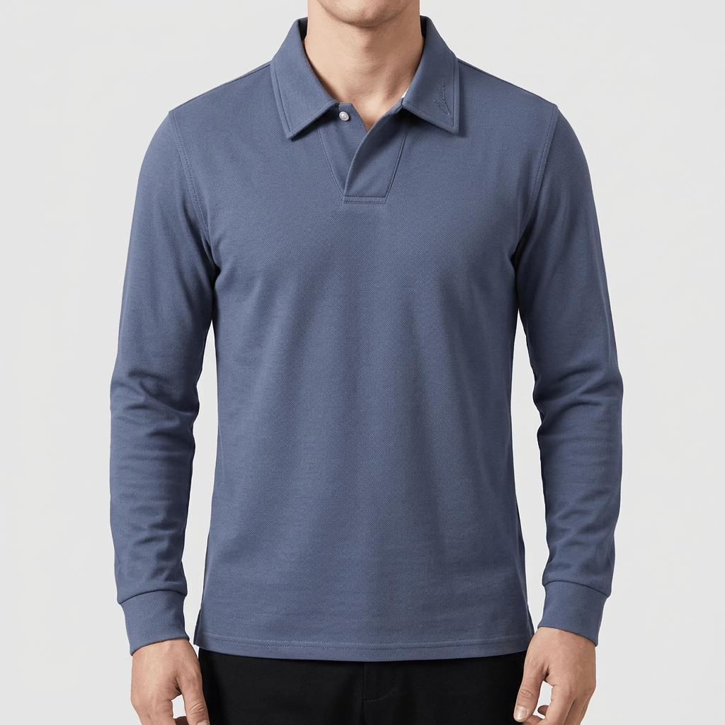 Maqiato | Long-sleeved smooth material blend polo shirt