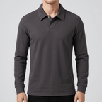 Maqiato | Long-sleeved smooth material blend polo shirt