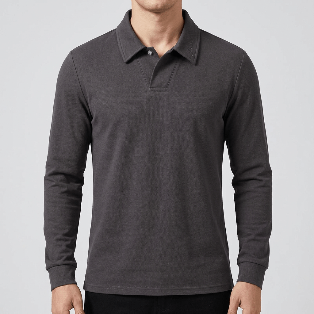 Maqiato | Long-sleeved smooth material blend polo shirt