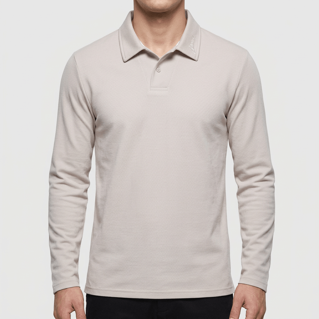 Maqiato | Long-sleeved smooth material blend polo shirt