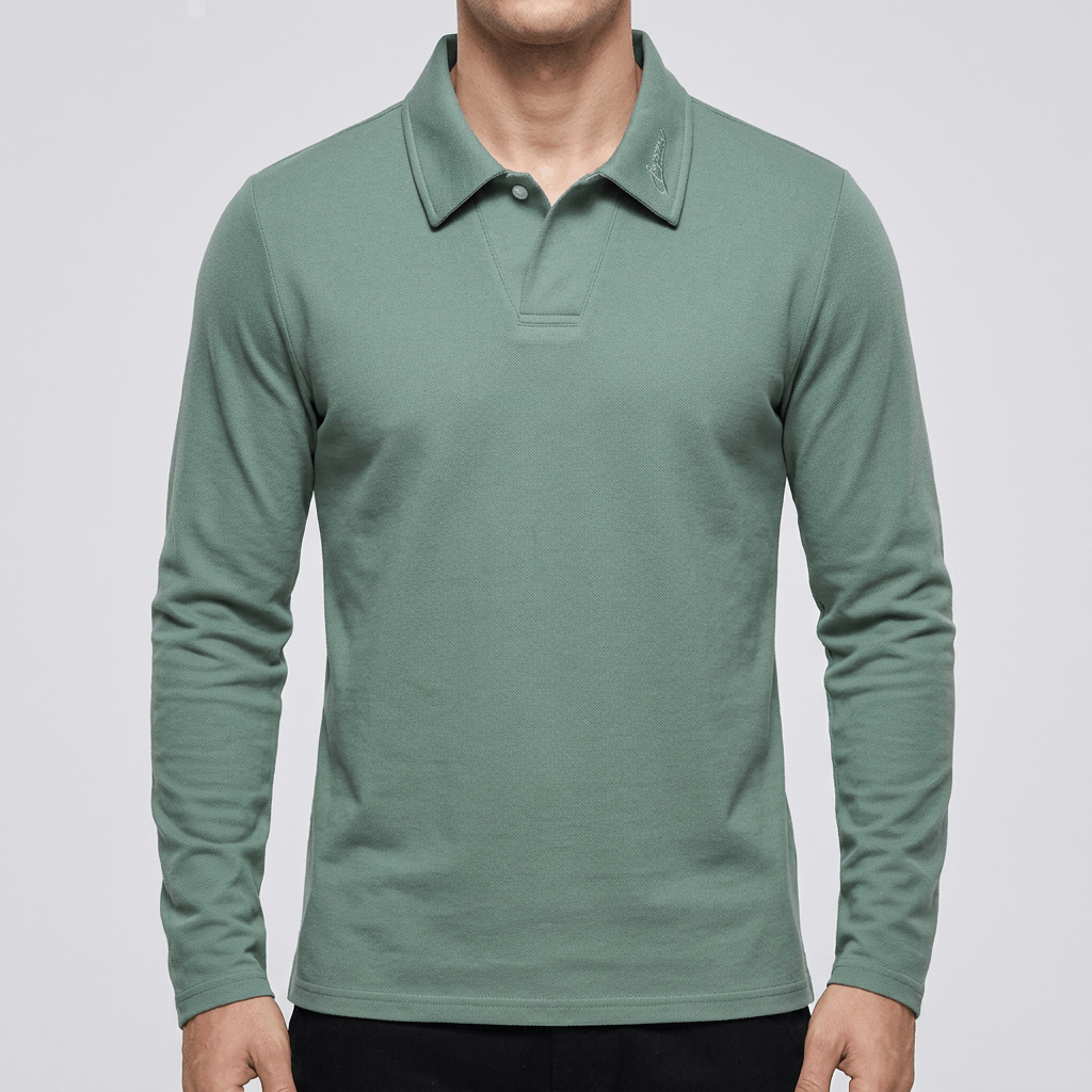 Maqiato | Long-sleeved smooth material blend polo shirt