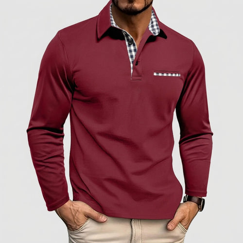 Maqiato | Checkered detail long sleeve polo shirt