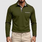 Maqiato | Checkered detail long sleeve polo shirt