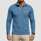Maqiato | Checkered detail long sleeve polo shirt