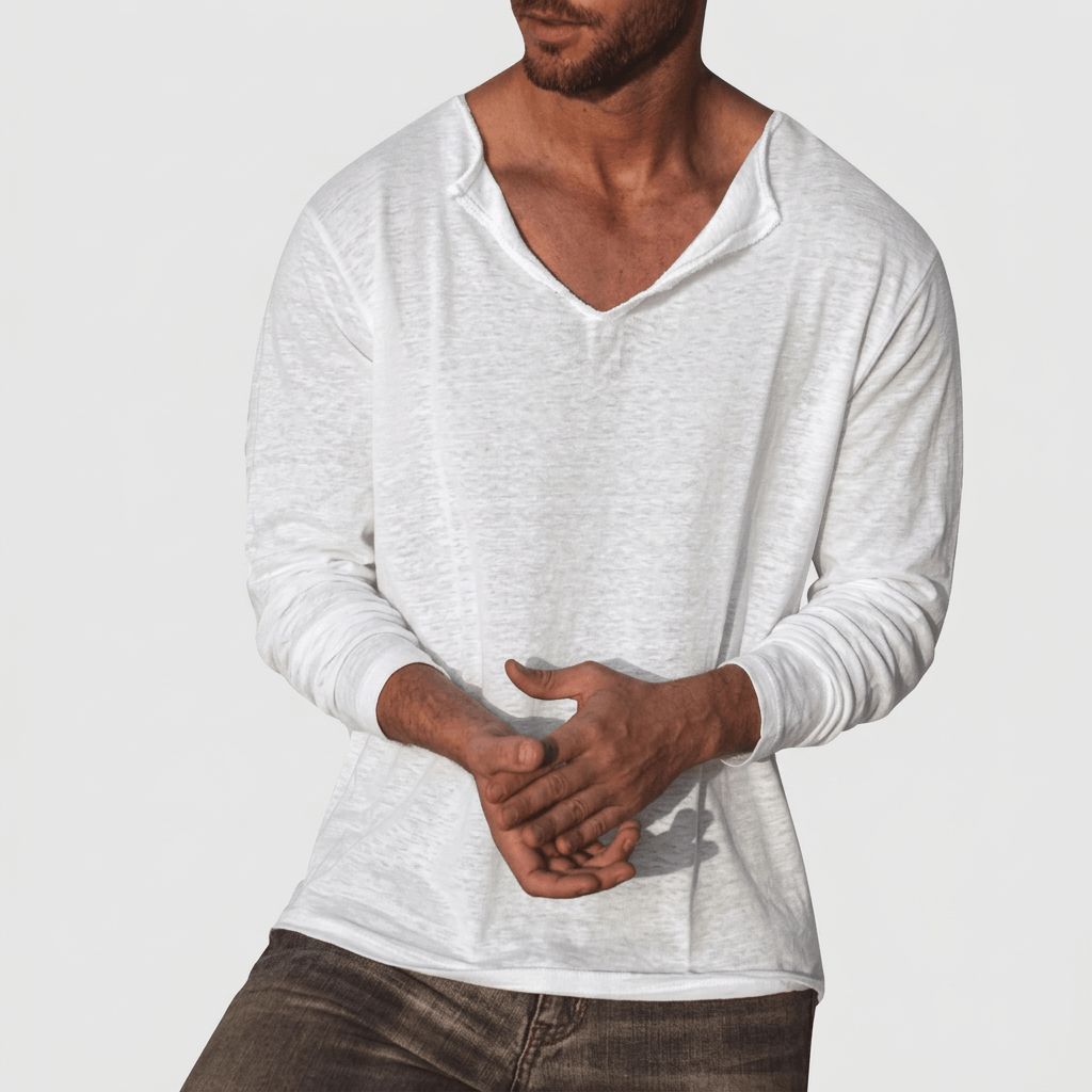 Maqiato | Linen blend V-neck shirt