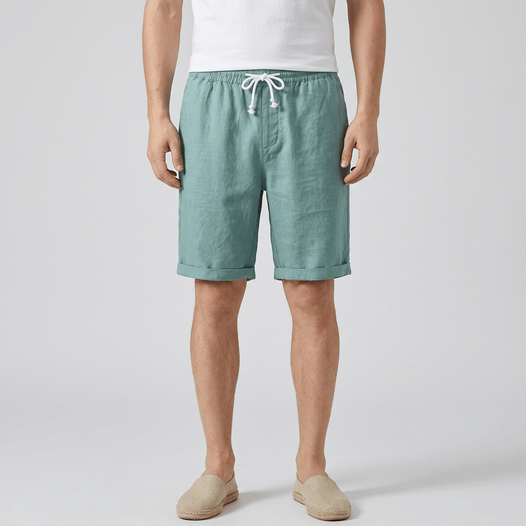 Maqiato | Flax linen shorts with relaxed fit and drawstring closure