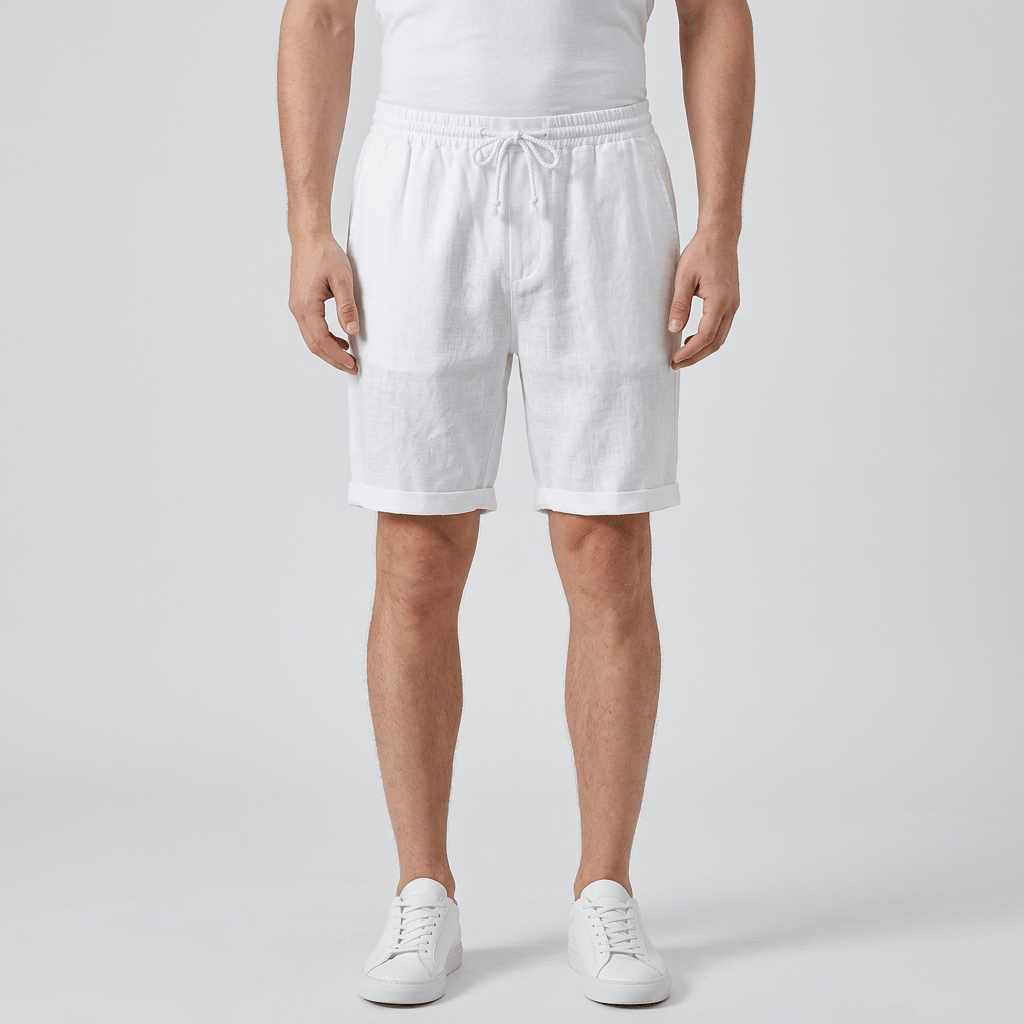 Maqiato | Flax linen shorts with relaxed fit and drawstring closure