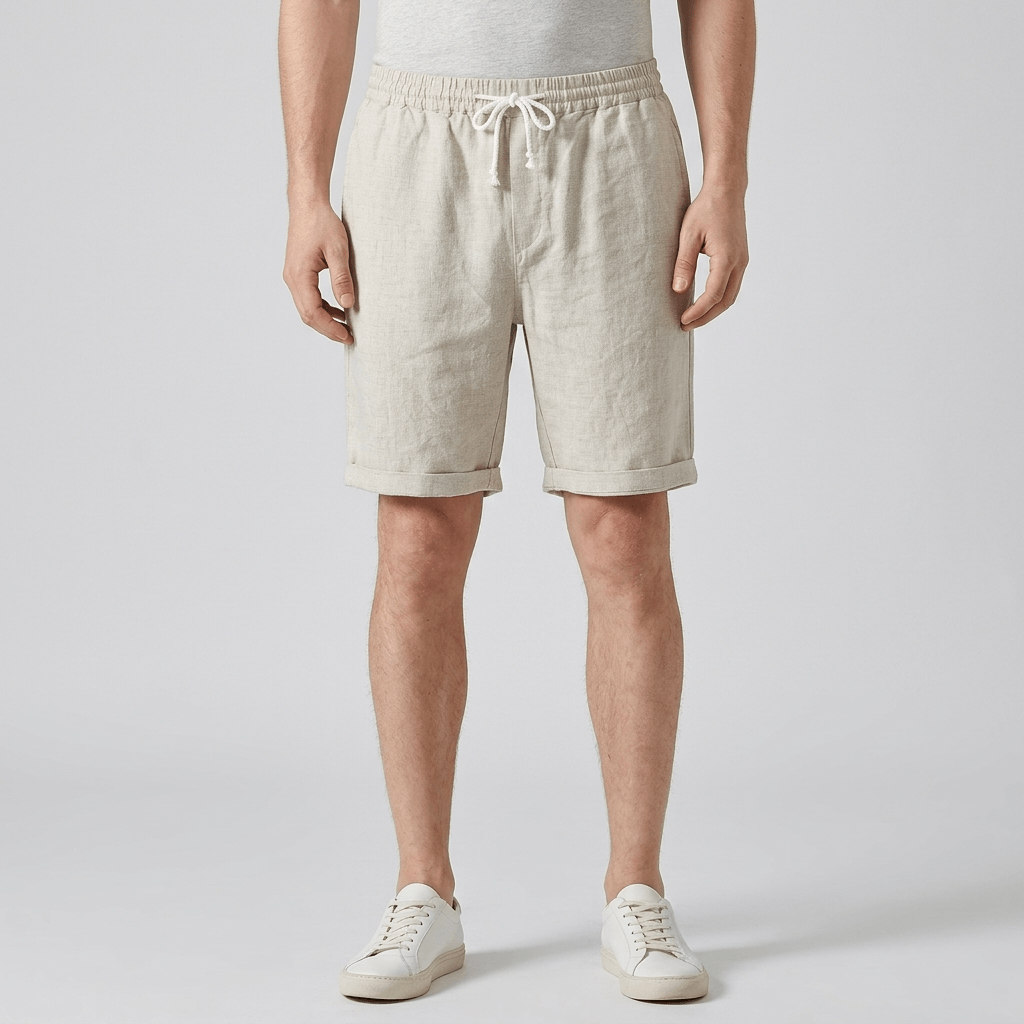 Maqiato | Flax linen shorts with relaxed fit and drawstring closure