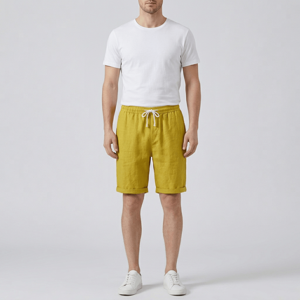 Maqiato | Flax linen shorts with relaxed fit and drawstring closure