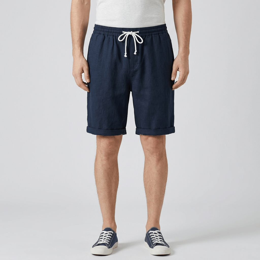 Maqiato | Flax linen shorts with relaxed fit and drawstring closure
