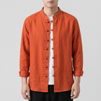 Maqiato | Lightweight ramie loose shirt with mandarin collar