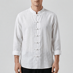 Maqiato | Lightweight ramie loose shirt with mandarin collar