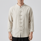 Maqiato | Lightweight ramie loose shirt with mandarin collar