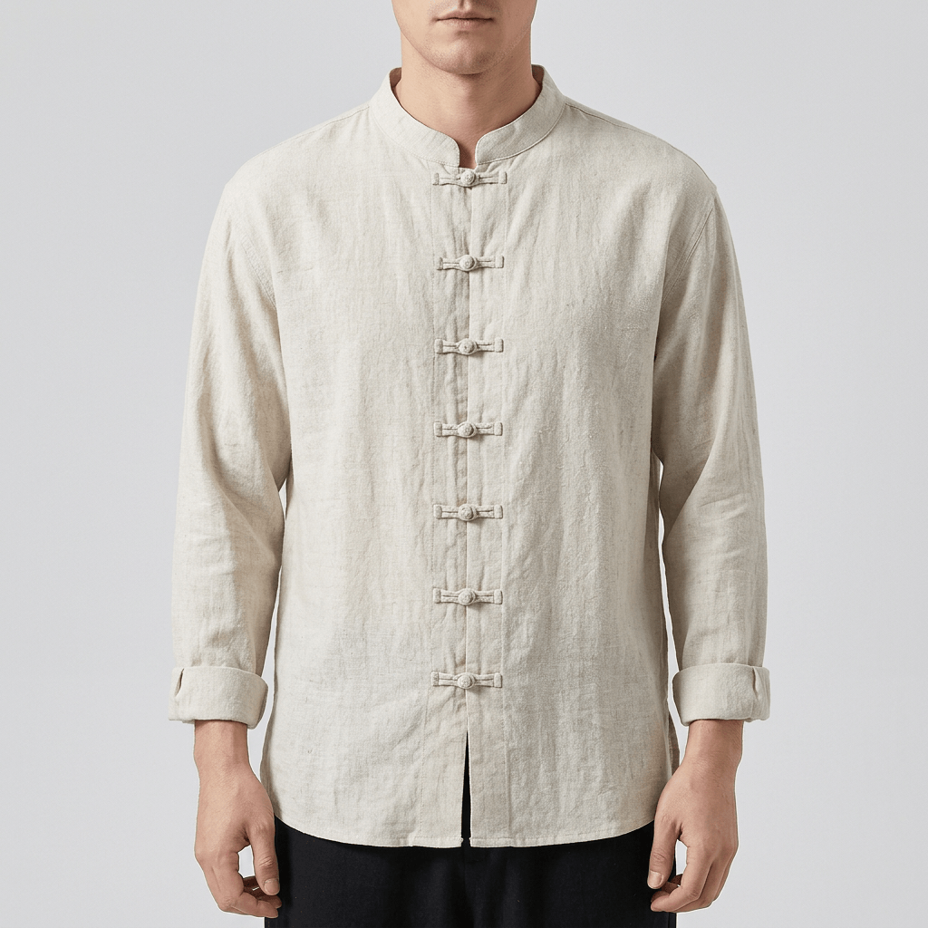 Maqiato | Lightweight ramie loose shirt with mandarin collar