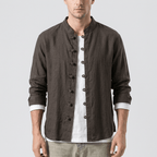 Maqiato | Lightweight ramie loose shirt with mandarin collar