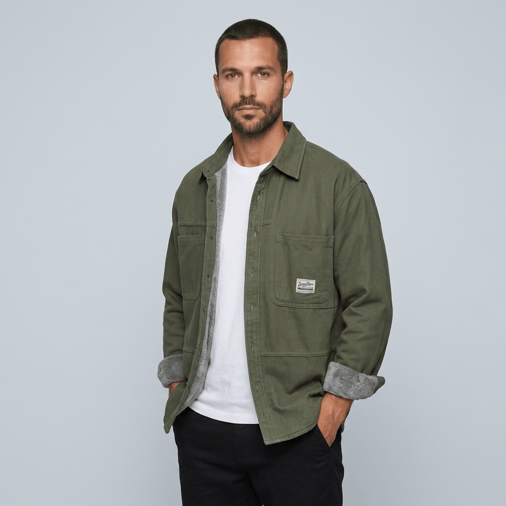 Maqiato | Men's Regular Fit Fleece-Lined Cargo Shirt