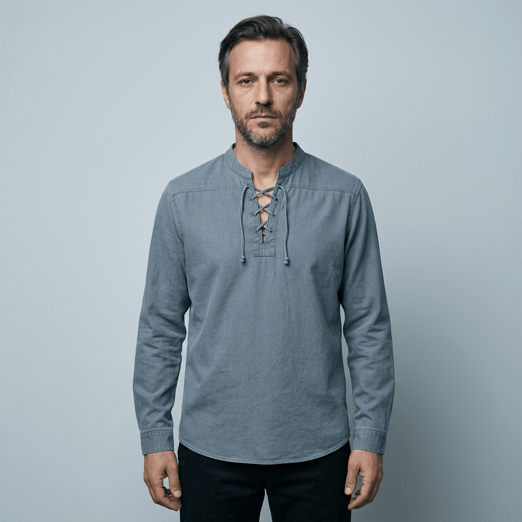 Maqiato | Men's Relaxed Lace-Up Shirt