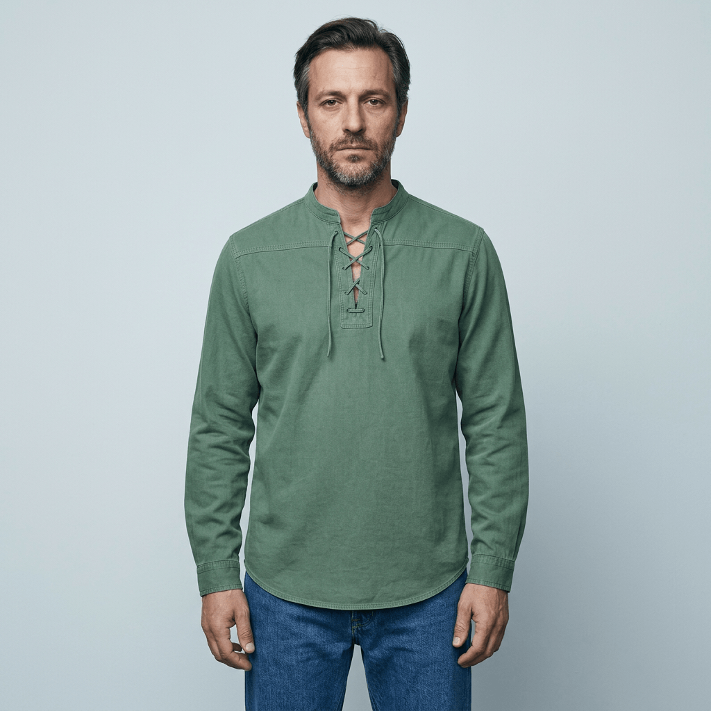 Maqiato | Men's Relaxed Lace-Up Shirt