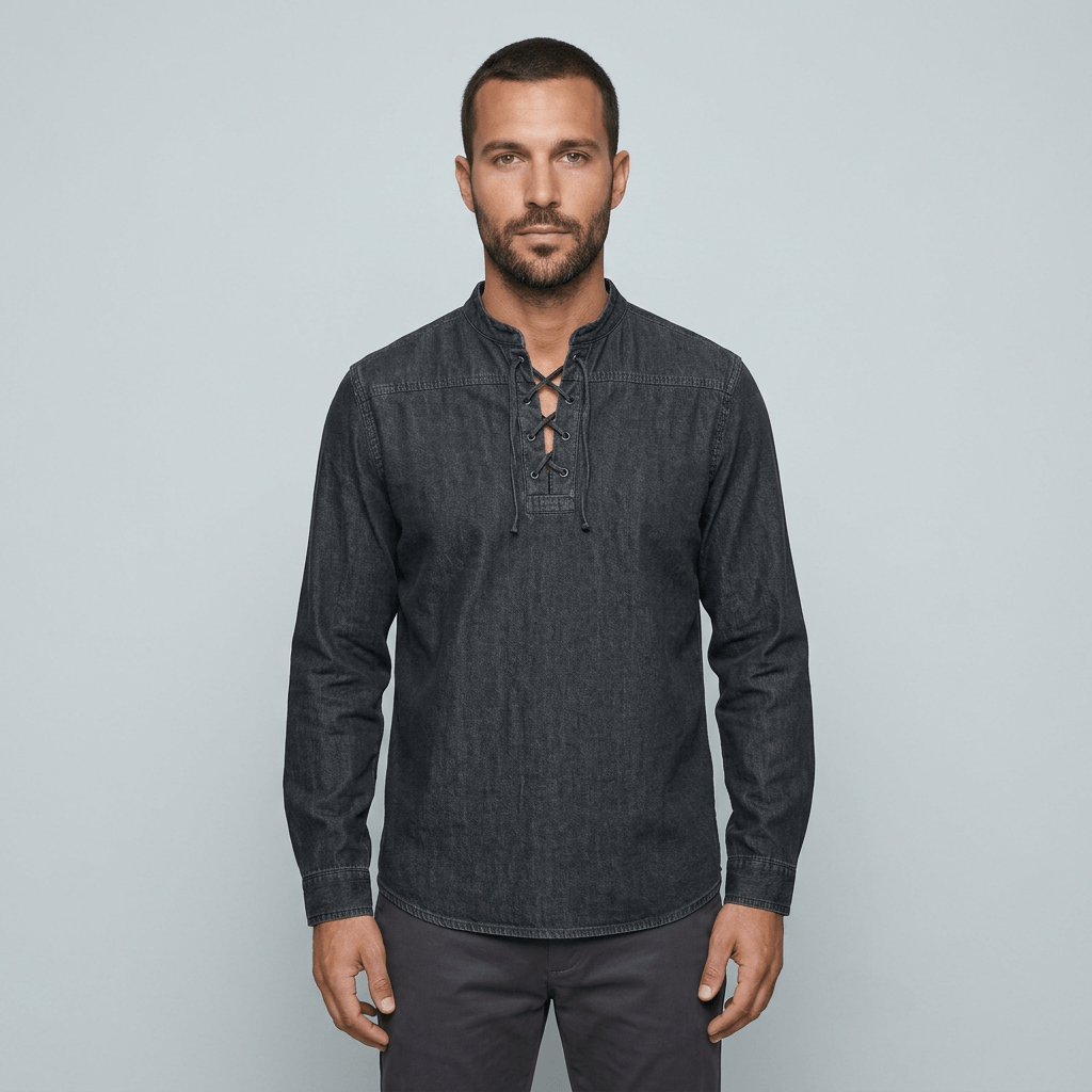 Maqiato | Men's Relaxed Lace-Up Shirt