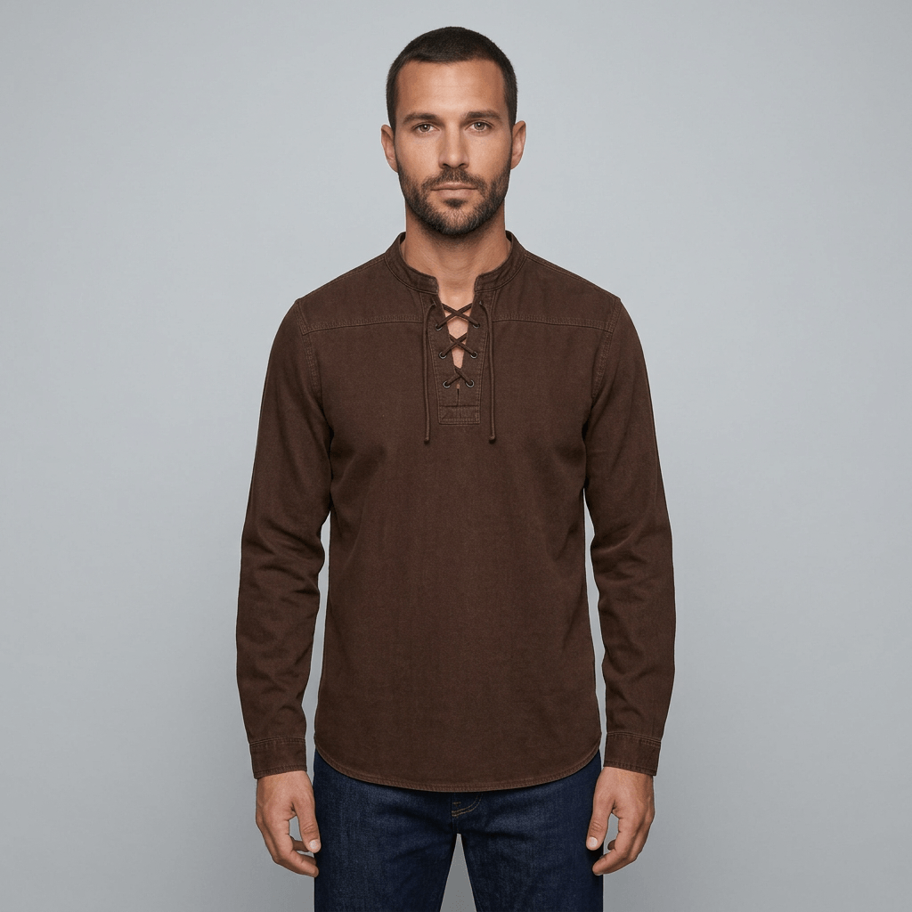 Maqiato | Men's Relaxed Lace-Up Shirt