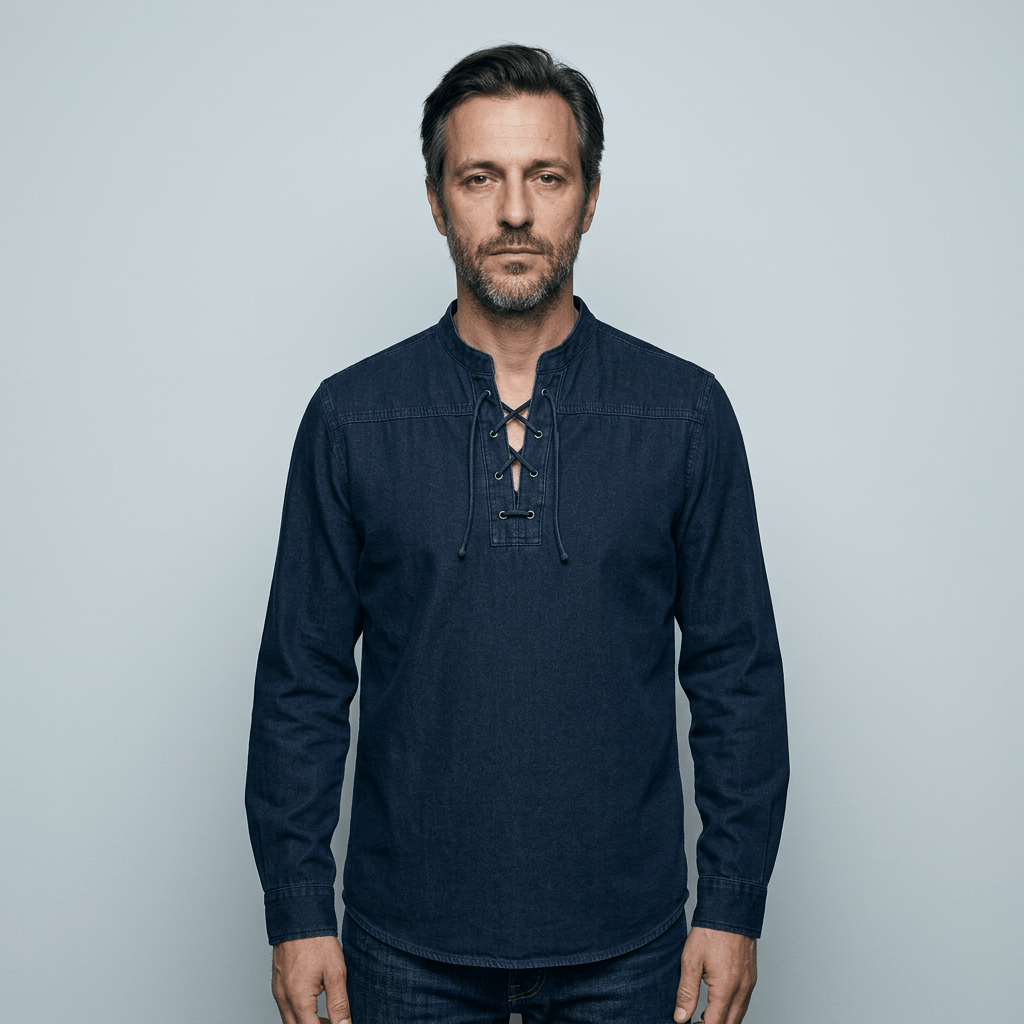 Maqiato | Men's Relaxed Lace-Up Shirt
