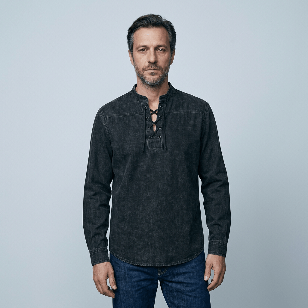 Maqiato | Men's Relaxed Lace-Up Shirt
