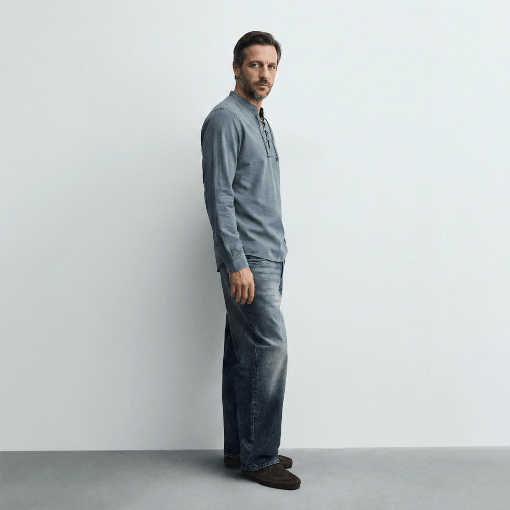 Maqiato | Men's Relaxed Lace-Up Shirt