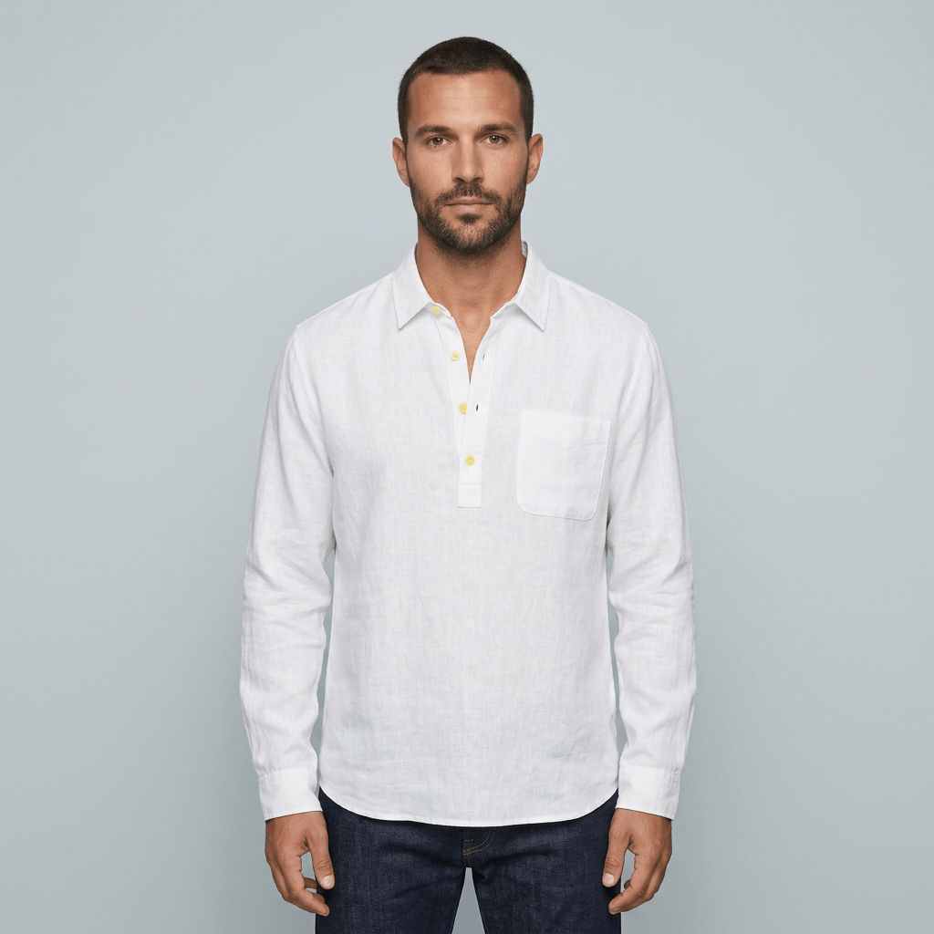 Maqiato | Men's Relaxed Cotton Linen Popover Shirt