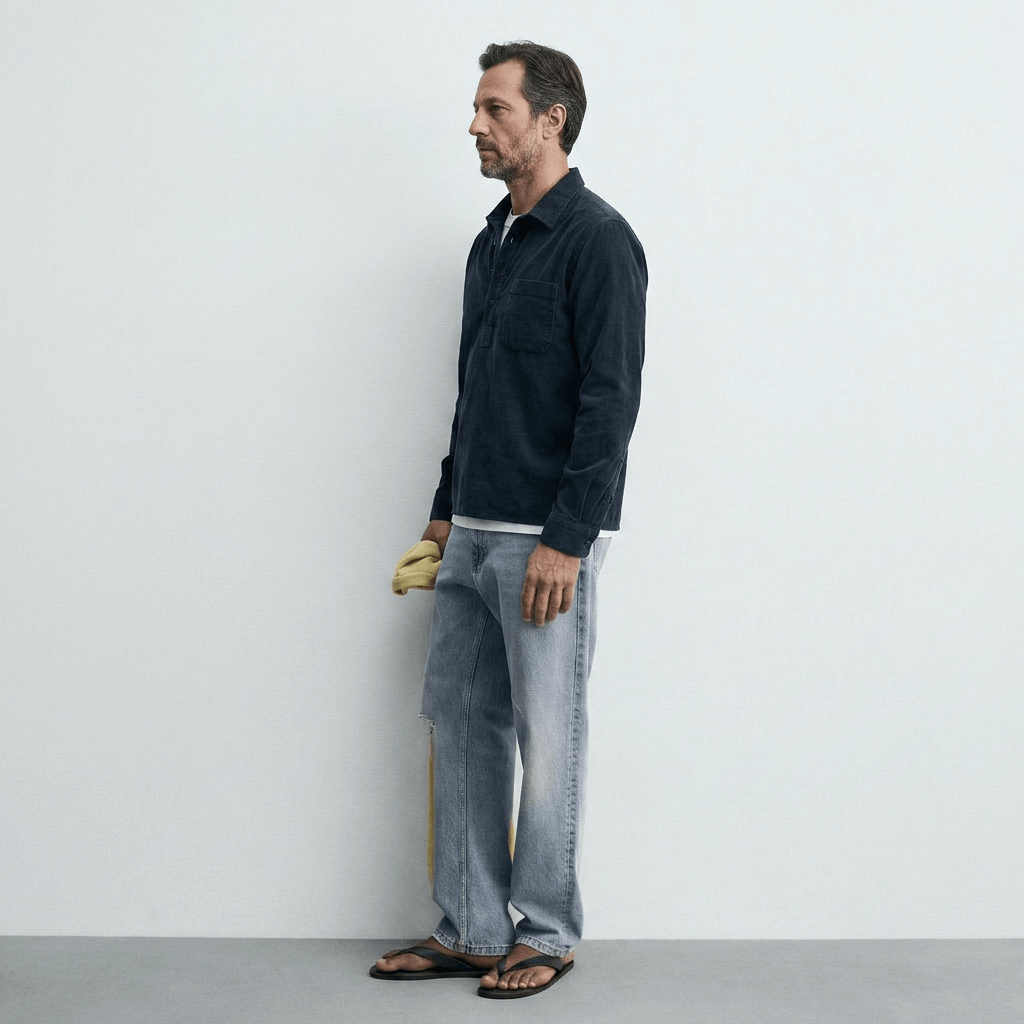 Maqiato | Men's Relaxed Cotton Linen Popover Shirt