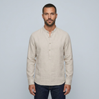 Maqiato | Men's Relaxed Linen Collarless Shirt