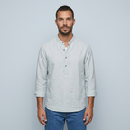 Maqiato | Men's Relaxed Linen Collarless Shirt
