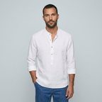 Maqiato | Men's Relaxed Linen Collarless Shirt