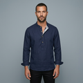 Maqiato | Men's Relaxed Linen Collarless Shirt