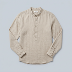 Maqiato | Men's Relaxed Linen Collarless Shirt