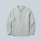 Maqiato | Men's Relaxed Linen Collarless Shirt
