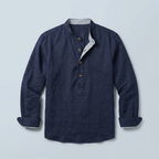 Maqiato | Men's Relaxed Linen Collarless Shirt