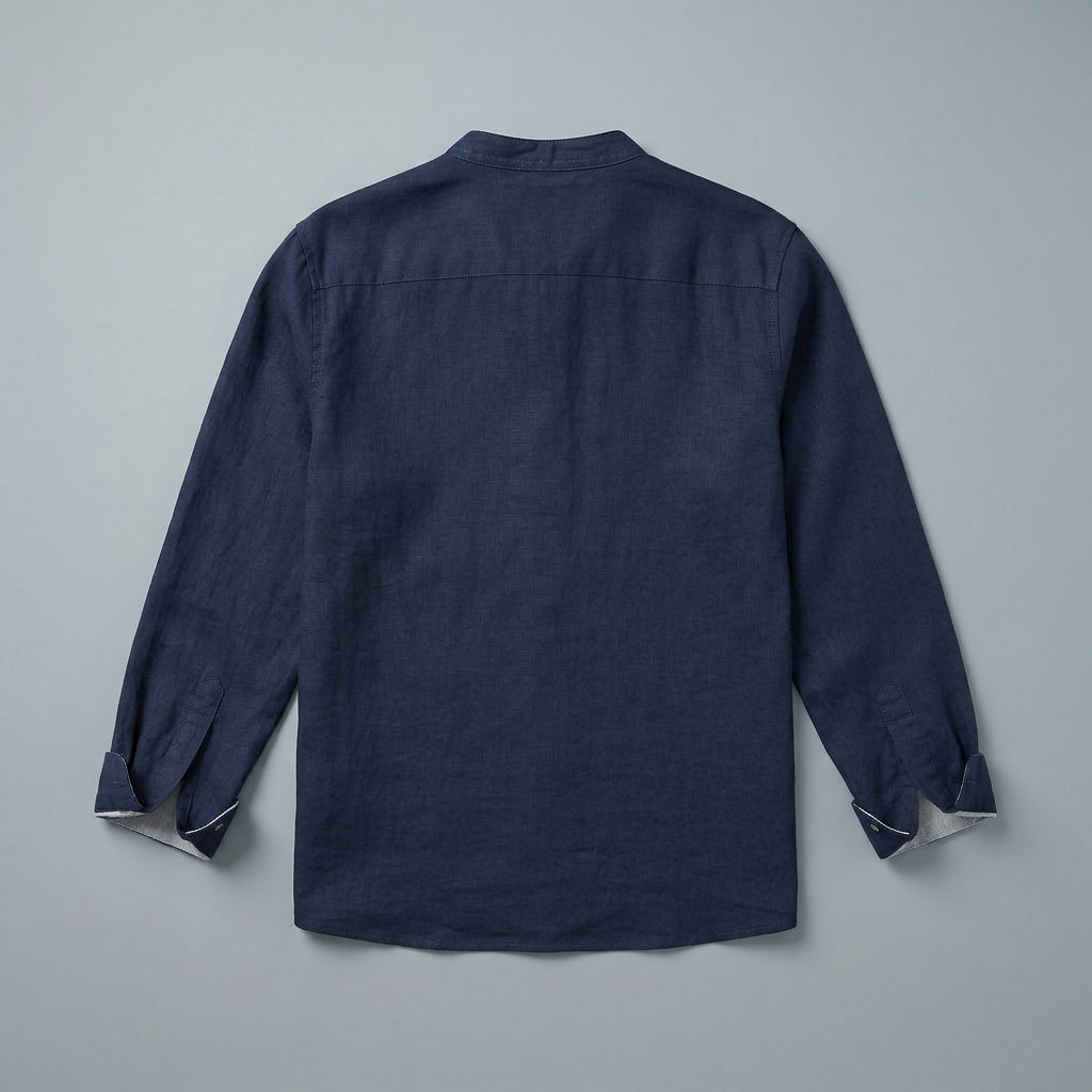 Maqiato | Men's Relaxed Linen Collarless Shirt