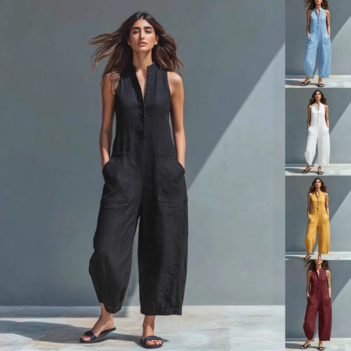 Summer Sleeveless Jumpsuit With Pockets
