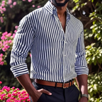 Stripe Printed Long Sleeve Shirt for Men