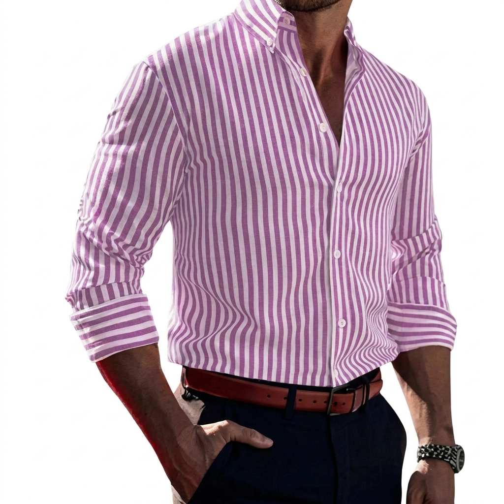 Stripe Printed Long Sleeve Shirt for Men