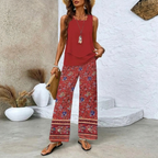 Women’s Sleeveless Two Piece Print Suit