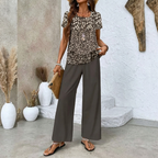 Women’s Sleeveless Two Piece Print Suit