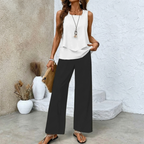 Women’s Sleeveless Two Piece Print Suit