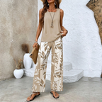 Women’s Sleeveless Two Piece Print Suit
