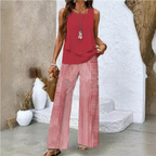 Women’s Sleeveless Two Piece Print Suit