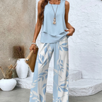 Women’s Sleeveless Two Piece Print Suit